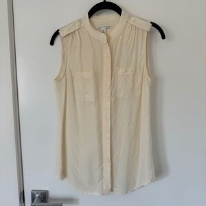 Banana Republic Silk Blouse Sleeveless Ivory Size 4 Petite